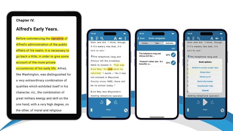 EasyReader being used on various devices.